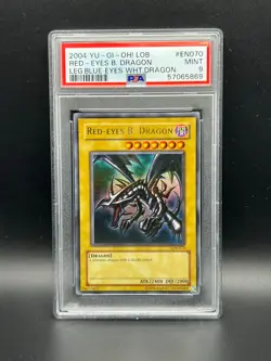 Yugioh PSA 9 MINT Red-Eyes B. Dragon LOB-070 Ultra Rare Unlim 2002 ERROR S#5869 - Image 1