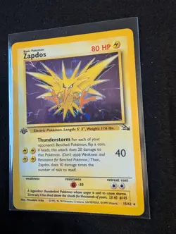 Zapdos Fossil 1st Edition Holo Rare 15/62 1999 English WOTC Pokemon TCG - Image 3