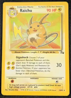 Raichu - 14/62 Fossil Holo Rare - LP - Pokemon TCG WOTC Vintage 1999 - Image 4