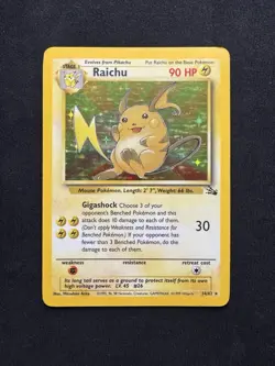 Raichu 14/62 Fossil Holo Rare Vintage WOTC 1999 Pokemon TCG Card LP - Image 1