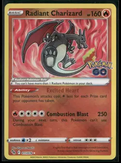Radiant Charizard 011/078 Pokemon GO Radiant Rare Holo English Pokemon TCG - Image 1