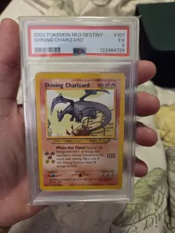 Shining Charizard Pokemon Neo Destiny 107 NM PSA 5 - Image 1