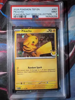 Pokemon TCG Pokemon Day 2026 Pikachu Promo 051/162 Holo EN PSA 9 2026 - Image 1