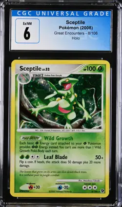 CGC 6 Sceptile 8/106 Holo - Great Encounters Pokemon TCG - EX/NM - Image 1