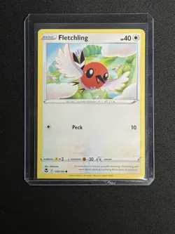 Pokemon Silver Tempest Fletchling 150/195 Pokemon - Straight Edge Corner Error - Image 1