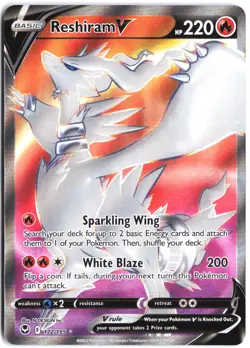 Reshiram V 172/195 Ultra Rare Silver Tempest Pokemon NM - Image 1