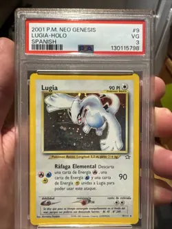 PSA 3 Very Good Lugia HOLO SPANISH Pokemon Neo Genesis WOTC SWIRL!! NICE 3 - Image 1