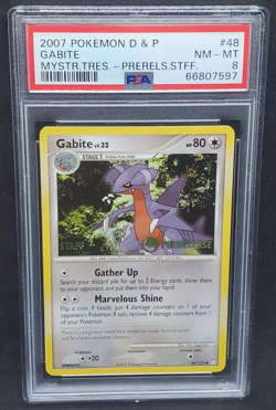 Pokemon PSA 8 NM-MT Gabite 48/123 Mysterious Treasures Prerelease STAFF S#7597 - Image 1