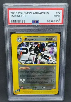 Pokemon PSA 9 MINT Magneton 22/147 Aquapolis Non-Holo Rare 2003 E-Reader S#8908 - Image 1