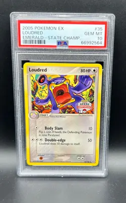 Pokemon PSA 10 GEM MT Loudred 35/106 EX Emerald State Championships Promo 2005 - Image 1