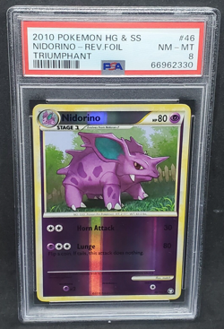 Pokemon PSA 8 NM-MT Nidorino 46/102 HS Triumphant Reverse Holo 2010 S#2330 - Image 1