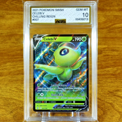 Pokemon SWSH Chilling Reign Celebi V 007/198 AGS Gem-MT 10 Holo Rare 2021 - Image 1