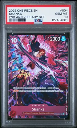 PSA 10 Gem Mint One Piece 2nd Anniversary OP09-004 Shanks English - Image 1