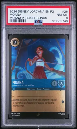 PSA 8 2024 Disney Lorcana EN P2 Moana - MOANA 2 TICKET BONUS #26 - Image 1