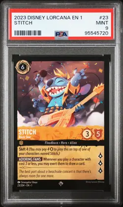 2023 DISNEY LORCANA EN 1-THE FIRST CHAPTER #23 STITCH - ROCK STAR PSA 9 - Image 1