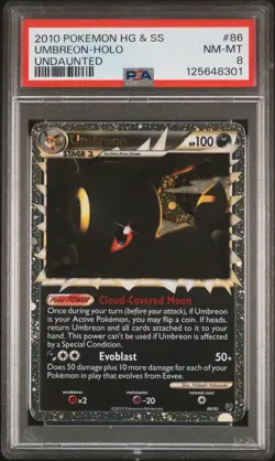 2010 POKEMON HEARTGOLD & SOULSILVER UNDAUNTED #86 UMBREON-HOLO PSA 8 - Image 1