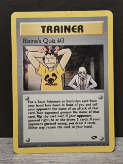 Blaine's Quiz #3 112/132 Gym Challenge Trainer Pokemon Card TCG WoTC - Image 1