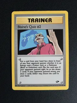 Pokemon TCG Blaine’s Quiz #2 111/132 Gym Challenge WOTC Vintage Trainer Card - Image 1