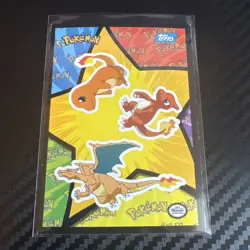 Charizard Charmeleon Charmander - Sticker/Puzzle Card Topps Pokemon MP - Image 1