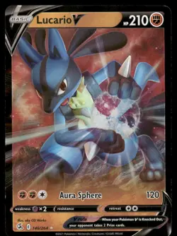 Pokemon Cards Lucario V 146/264 Fusion Strike Holo V Rare NM - Image 1