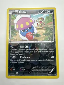 Pokemon Card Inkay 41/108 XY Roaring Skies Reverse Holo Rare * Meowth Cameo * - Image 1