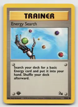 Pokemon TCG Energy Search 59/62 1st Edition Fossil MP - Image 1