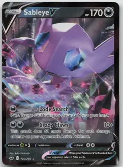 Sableye V 120/202 Holo V Rare Sword & Shield Pokemon Near Mint - Image 1