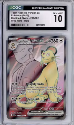 CGC 10 Team Rocket's Persian ex Pokemon S&V Destined Rivals Holo 219/182 - Image 1