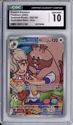 CGC 10 Arven's Greedent Pokemon S&V Destined Rivals Illustration Rare 205/182 - Image 1