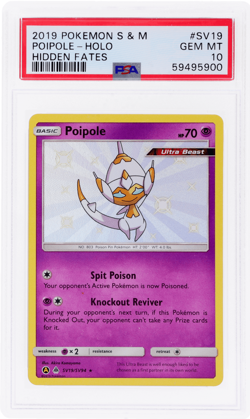 2019 Pokemon Sun and Moon Hidden Fates Poipole Shiny Vault Holo #SV19 PSA 10 - Image 1