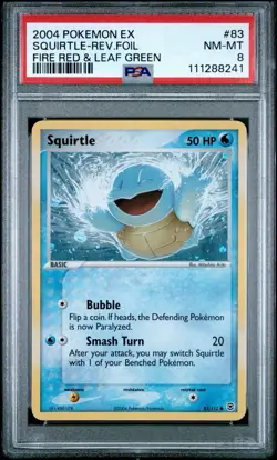 2004 POKEMON EX FIRE RED & LEAF GREEN #83 SQUIRTLE-REVERSE FOIL PSA 8 - Image 1