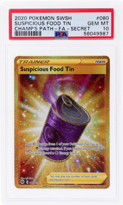 2020 Pokemon Sword and Shield Champion's Path Suspicious Food Tin PSA 10 - Image 1