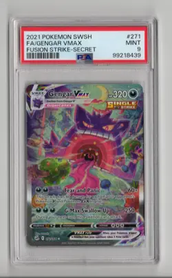 Pokemon Gengar VMAX Fusion Strike Secret Rare Full Alt Art #271 PSA 9 Mint - Image 1