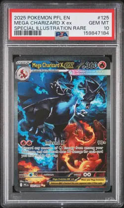 2025 POKEMON PFL EN-PHANTASMAL FLAMES #125 MEGA CHARIZARD X EX PSA 10 - Image 1