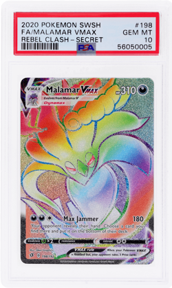 2020 Pokemon Sword and Shield Rebel Clash Malamar Vmax Secret Rare #198 PSA 10 - Image 1
