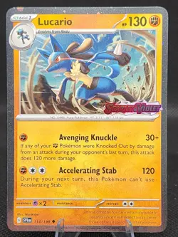 Lucario 114/198 Cosmos Holo Pokemon Scarlet & Violet Stamp - Image 1