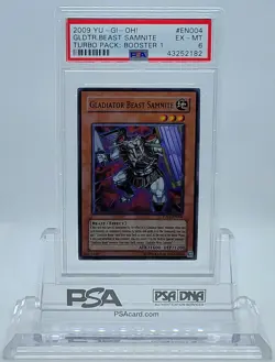 YUGIOH TU01-EN004 GLADIATOR BEAST SAMNITE SUPER RARE HOLO PSA 6 EX-MT #43252182 - Image 1