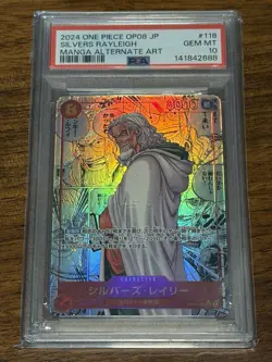 PSA 10 Gem Mint One Piece Japanese Silvers Rayleigh Manga Alternate Art OP08-118 - Image 1