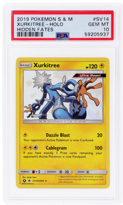 2019 Pokemon Sun and Moon Hidden Fates Xurkitree Shiny Vault Holo #SV14 PSA 10 - Image 1