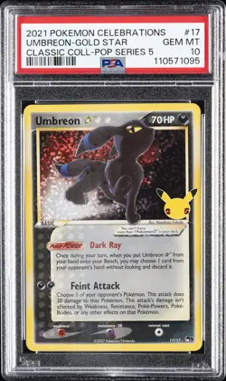 2021 POKEMON CELEBRATIONS CLASSIC COLL #17 UMBREON-GOLD STAR PSA 10 - Image 1