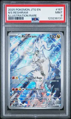 N's Reshiram 2025 Pokemon Journey Together 167 Illustration Rare PSA 9 - Image 1