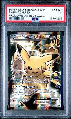 2016 POKEMON XY BLACK STAR PROMO RED & BLUE COLL FULL ART/PIKACHU EX PSA 1 - Image 1