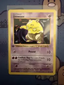 Pokemon Card Drowzee Shadowless 1st Edition Base Set Common 49/102 - NM - Image 1