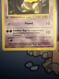 Pokemon Card Drowzee Shadowless 1st Edition Base Set Common 49/102 - NM - Image 3