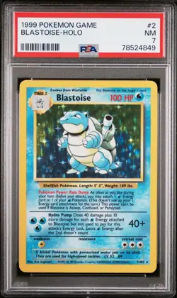 1999 Pokemon Game Holo Rare #2/102 - PSA NM 7 - BLASTOISE - Image 1