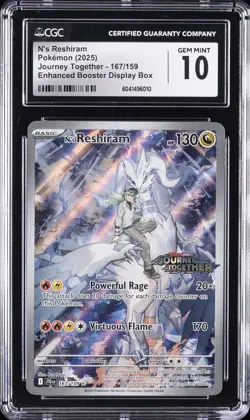 2025 POKEMON JOURNEY TOGETHER #167 N'S RESHIRAM CGC 10 GEM MINT - Image 1