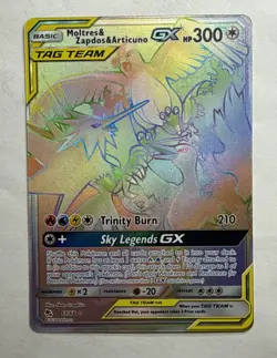 Pokemon Hidden Fates - NM Rainbow Moltres & Zapdos & Articuno GX Secret 69/68 - Image 1