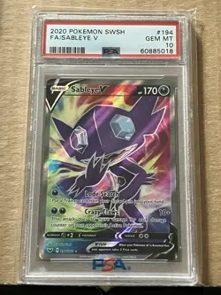 2020 Pokemon SWSH FA/SABLEYE V #194/202 PSA 10 GEM MT - Image 1