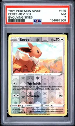Eevee REVERSE 125/203 Evolving Skies Pokemon RAYQUAZA PSA 7 - Image 1