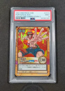 2001 Japanese One Piece CHB Holo Ace C513 PSA 9 MINT Grand Line Comp. 3 - Image 1
